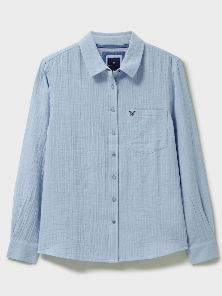 Crew Clothing Blue Relaxed Fit Harlie 100% Cotton Shirt - Image 5 of 5