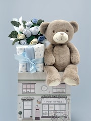 Babyblooms Baby Blue 100% Cotton Welcome Hamper with Frankie Bear Soft Toy - Image 1 of 8