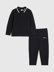 River Island Black Polo Top & Trouser Set - Image 1 of 5