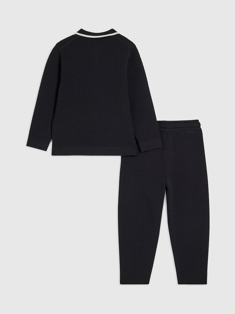 River Island Black Polo Top & Trouser Set - Image 2 of 5