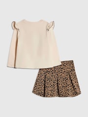 River Island White Iconic Bear Top & Leopard Skirt Set - Image 3 of 5