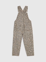 River Island Brown Leopard Badged Dungarees - Image 2 of 4