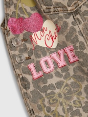 River Island Brown Leopard Badged Dungarees - Image 3 of 4