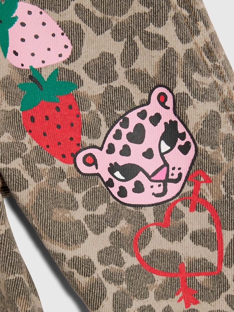 River Island Brown Leopard Badged Dungarees - Image 4 of 4 River Island Brown Leopard Badged Dungarees - Image 4 of 4