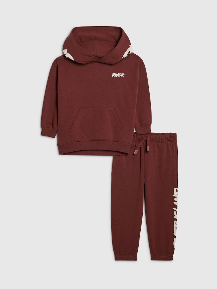 River Island Orange River Logo Hoodie & Joggers Set - Image 1 of 2