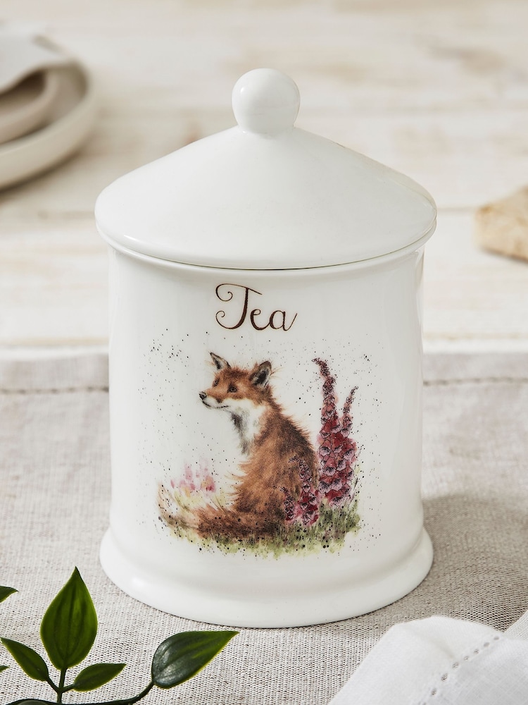 Royal Worcester Wrendale White Fox Tea Storage Jar - Image 1 of 2