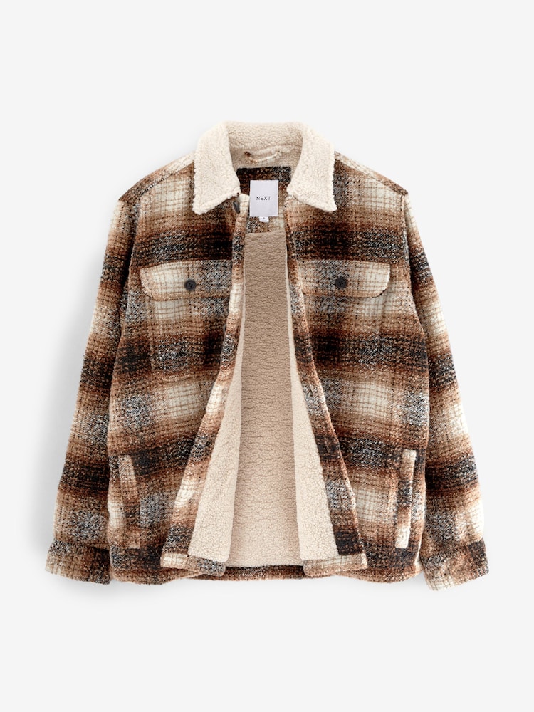 Marron rouille - Veste-chemise avec doublure imitation peau de mouton - Image 11 of 13