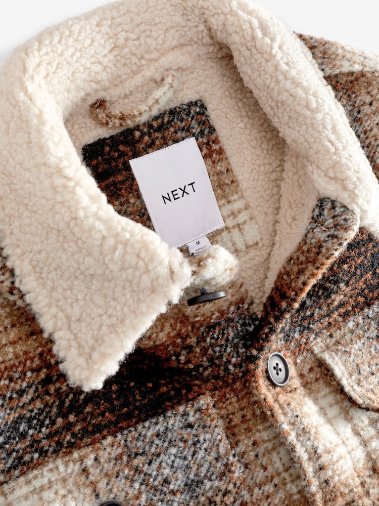 Marron rouille - Veste-chemise avec doublure imitation peau de mouton - Image 12 of 13
