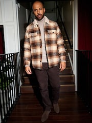Rust Brown Borg Lined Shacket - Image 2 of 13