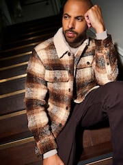 Rust Brown Borg Lined Shacket - Image 5 of 13