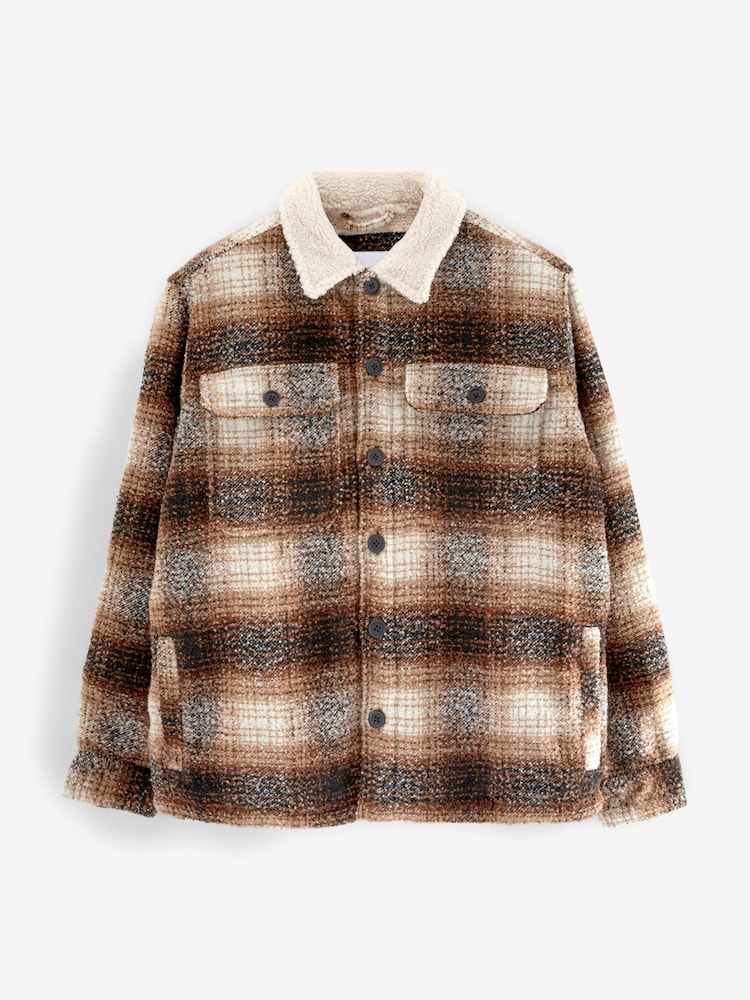 Marron rouille - Veste-chemise avec doublure imitation peau de mouton - Image 9 of 13