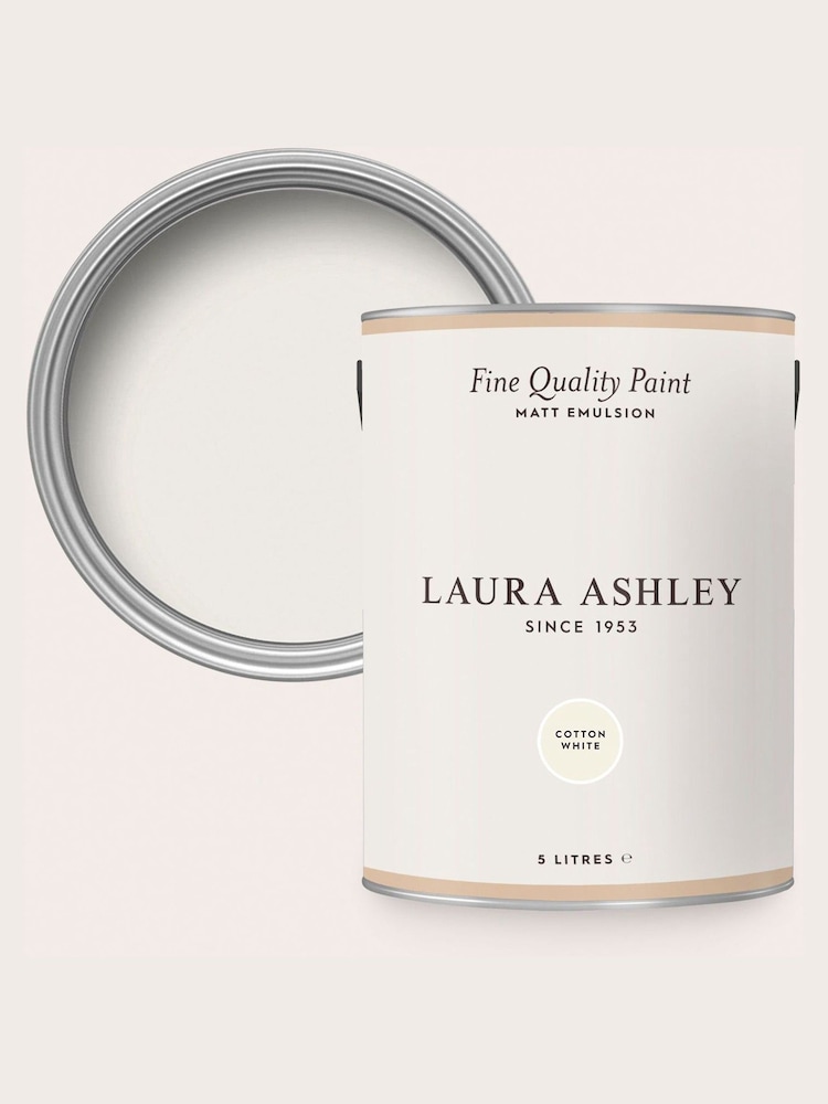 Laura Ashley Cotton White Matt Emulsion 5LT Paint - Image 1 of 4 Laura Ashley Cotton White Matt Emulsion 5LT Paint - Image 1 of 4