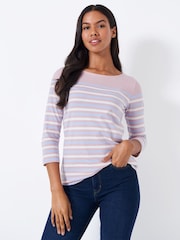 Crew Clothing Company Pink Multi 100% Cotton Essential Breton Stripe Top - Image 1 of 5