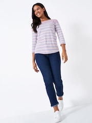 Crew Clothing Company Pink Multi 100% Cotton Essential Breton Stripe Top - Image 3 of 5