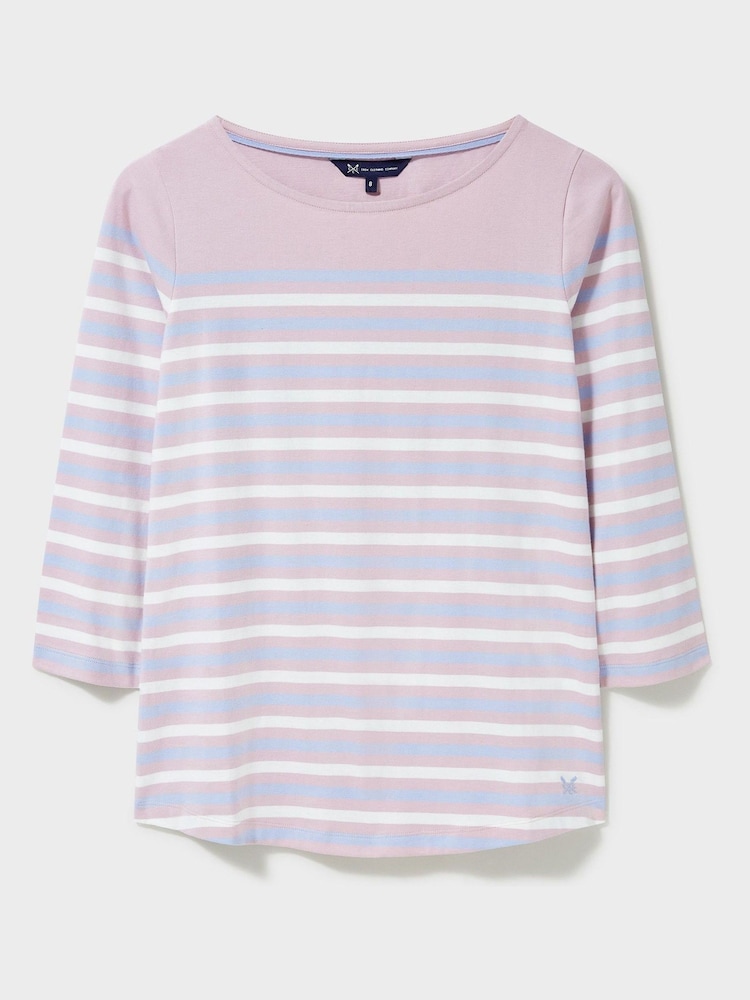 Crew Clothing Company Pink Multi 100% Cotton Essential Breton Stripe Top - Image 5 of 5