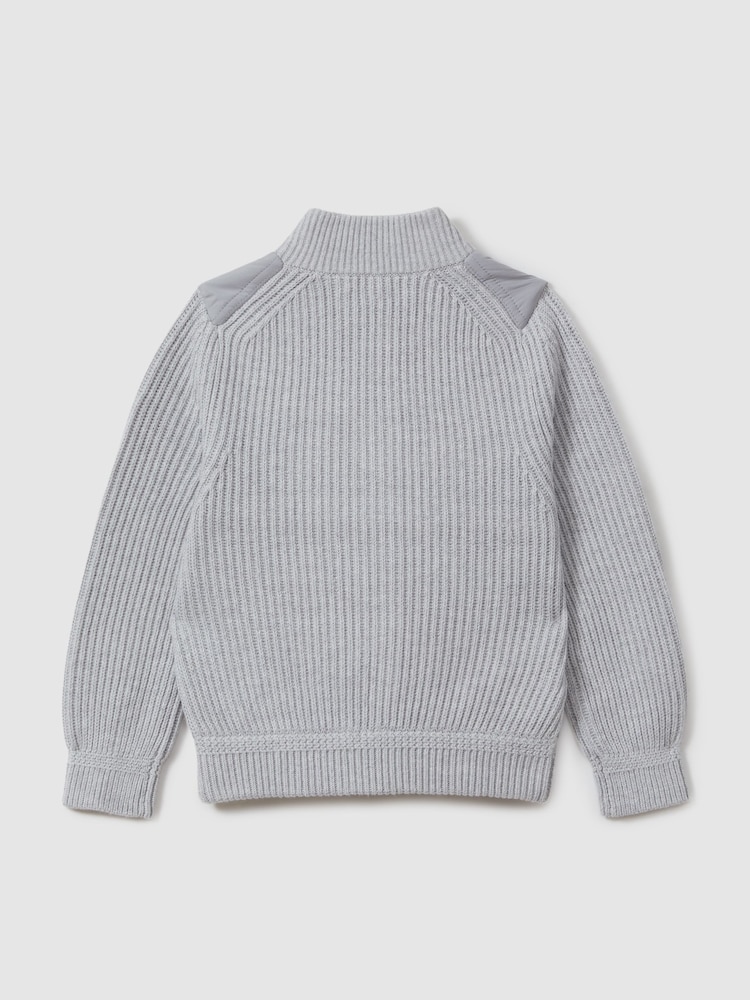 Reiss Soft Grey Melange Trainer 9-14 yrs Hybrid Zip Through Quilted Jacket - Image 2 of 8
