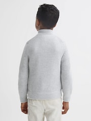 Reiss Soft Grey Melange Trainer 9-14 yrs Hybrid Zip Through Quilted Jacket - Image 5 of 8