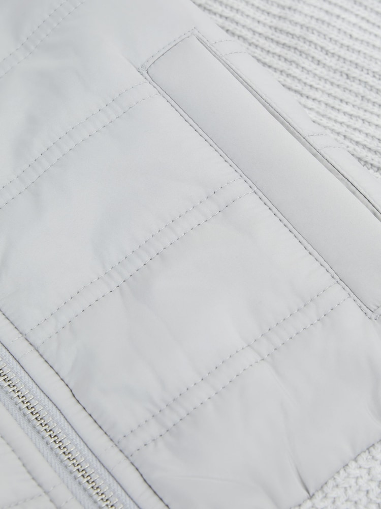 Reiss Soft Grey Melange Trainer 9-14 yrs Hybrid Zip Through Quilted Jacket - Image 8 of 8