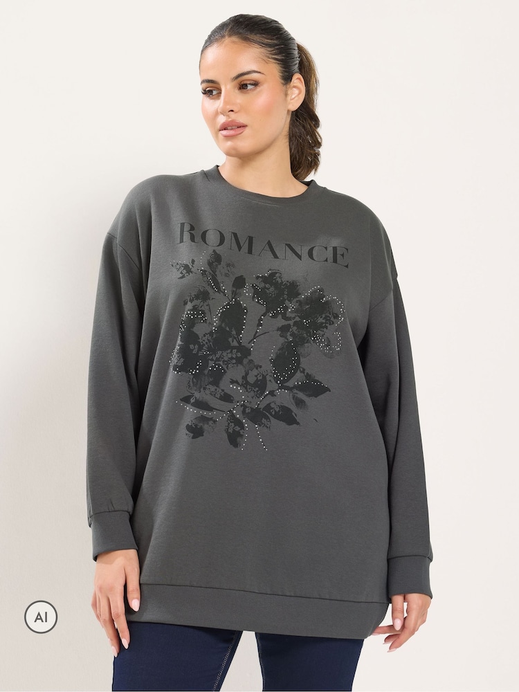 Yours Curve 'Romance' Studded Sweatshirt - Изображение 1 6