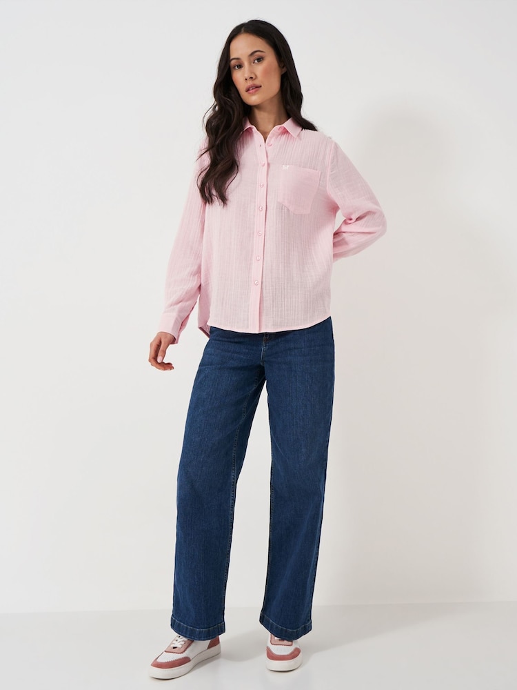 Crew Clothing Pink Relaxed Fit Harlie 100% Cotton Shirt - Image 1 of 5