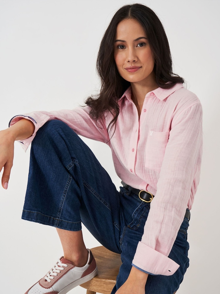 Crew Clothing Pink Relaxed Fit Harlie 100% Cotton Shirt - Image 3 of 5