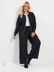 Yours Curve Black Knitted Bomber Jacket - Image 2 of 7