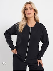 Yours Curve Black Knitted Bomber Jacket - Image 3 of 7