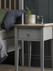 Bentley Designs Grey Whitby Scandi Oak 1 Drawer Bedside Table - Image 1 of 3