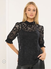 Star by Julien MacDonald Lace Short Sleeve Top - תמונה 1 מתוך 6