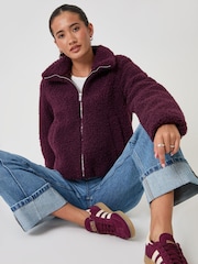 Threadbare Purple Funnel Neck Borg Bomber Jacket - Image 3 of 5