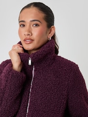 Threadbare Purple Funnel Neck Borg Bomber Jacket - Image 4 of 5