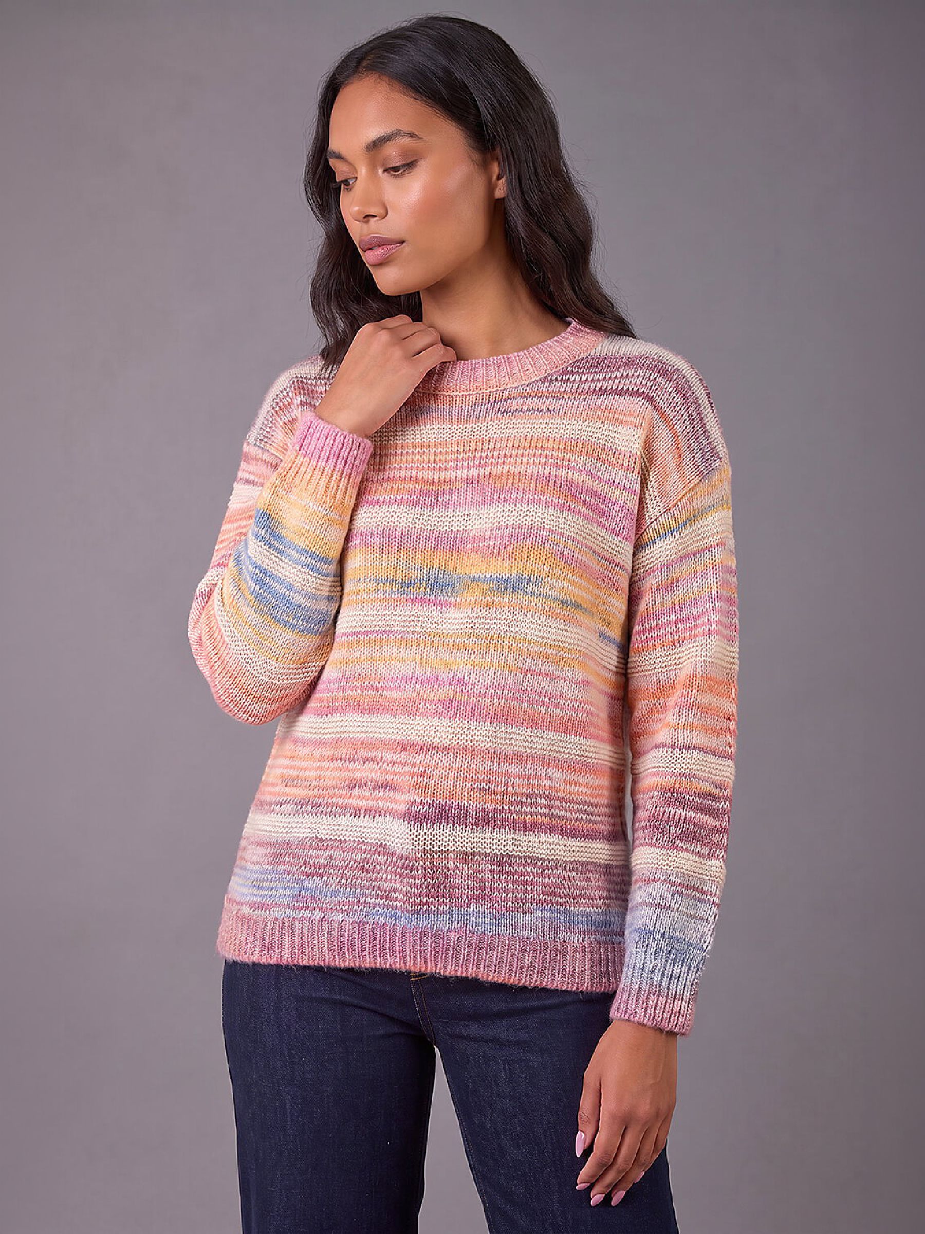 Roman Women's Pink Fluffy Stripe Knit In | : Size 20 - Image 2