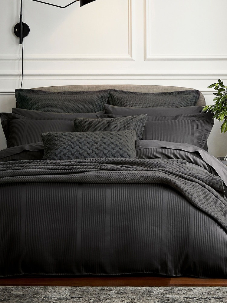 Bedeck Of Belfast Charcoal Grey 300 Thread Count 100% Cotton Mansa Duvet Cover - Image 1 of 3