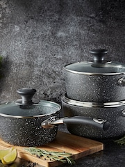 Tower 3 Piece Black Saucepan Set - Image 1 of 4