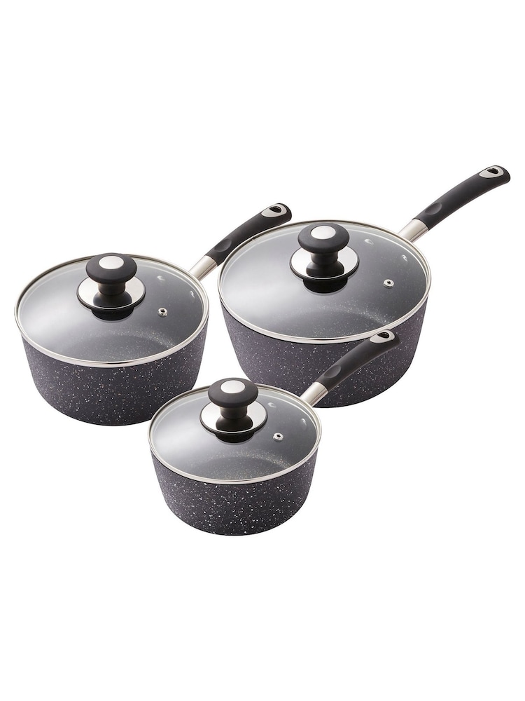 Tower 3 Piece Black Saucepan Set - Image 2 of 4