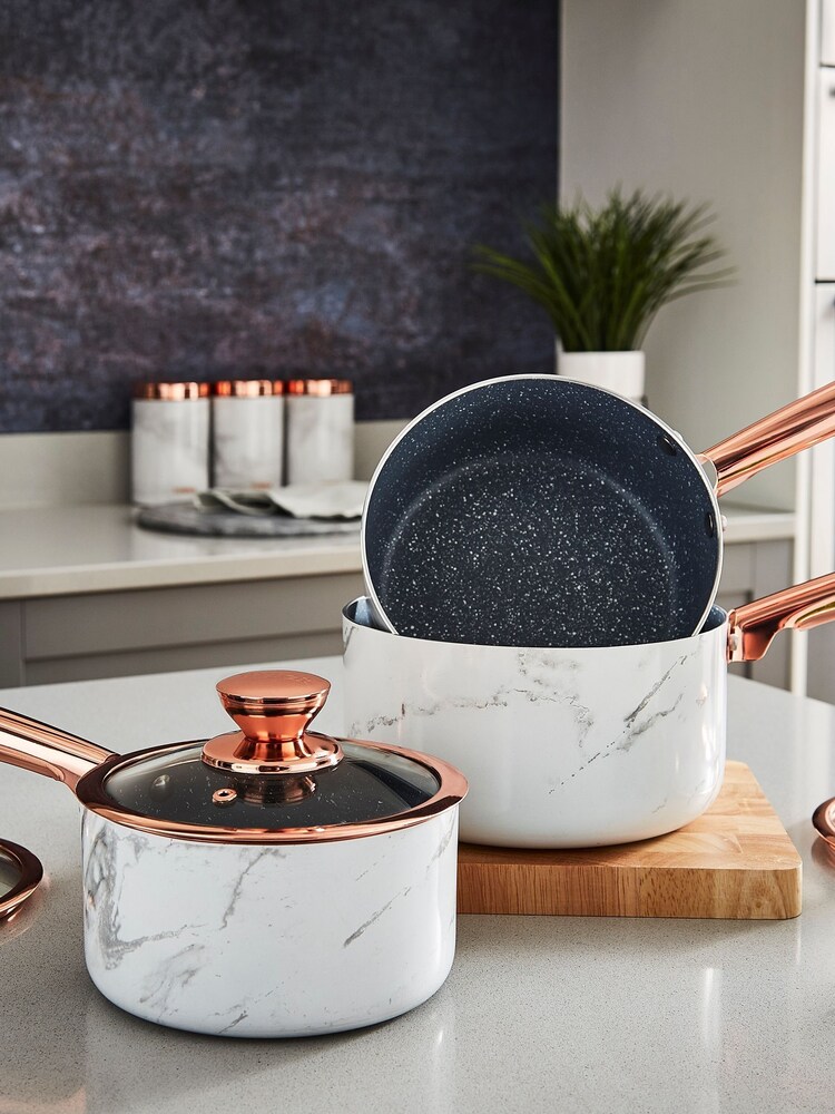 Tower 3 Piece White Saucepan Set - Image 1 of 4