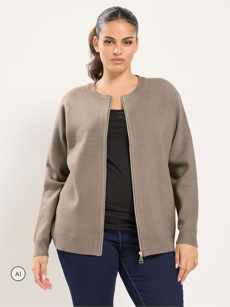 Yours Curve Knitted Bomber Jacket - Slika 1 od 8 Yours Curve Knitted Bomber Jacket - Slika 1 od 8