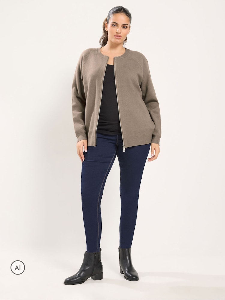 Yours Curve Knitted Bomber Jacket - Slika 2 od 8 Yours Curve Knitted Bomber Jacket - Slika 2 od 8