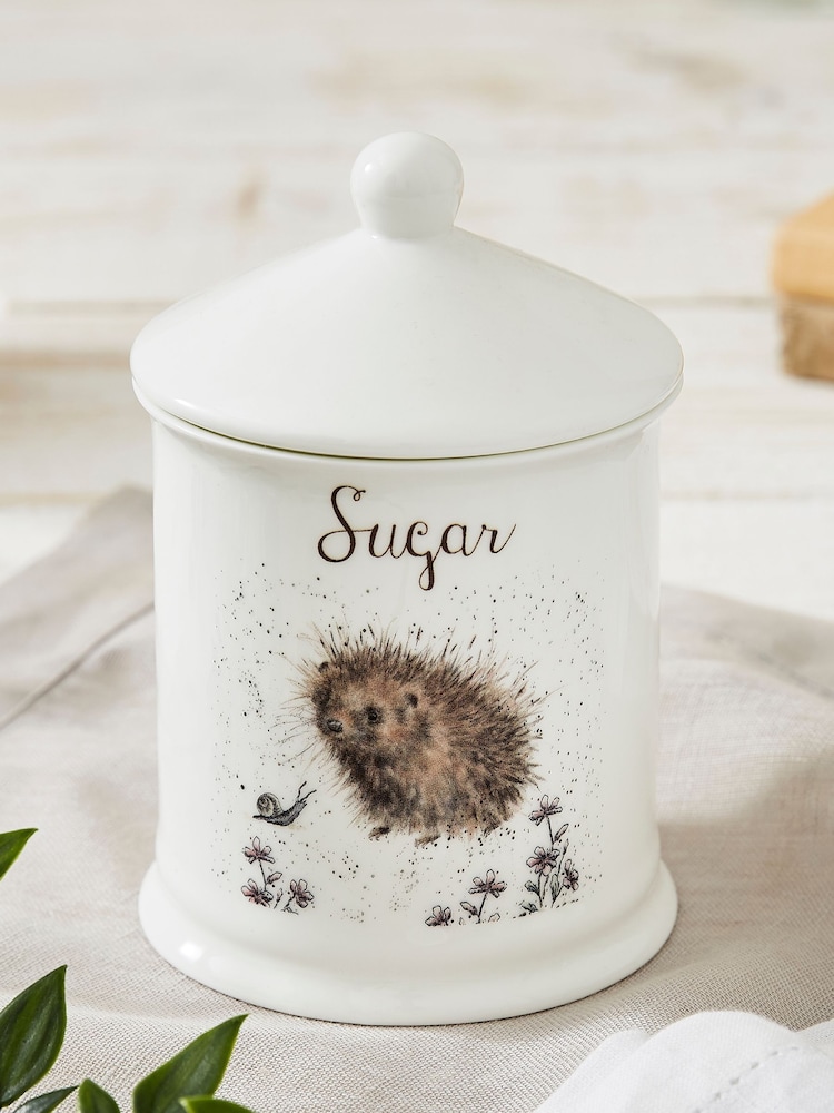 White Royal Worcester Wrendale Hedgehog Sugar Storage Jar - Image 1 of 2