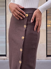 Roman Brown Button Wrap Skirt - Image 4 of 4
