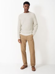 Crew Clothing Wilden Waffle Crew Neck Wool Blend Jumper - Image 1 of 5