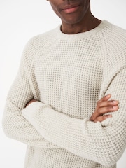 Crew Clothing Wilden Waffle Crew Neck Wool Blend Jumper - Image 3 of 5
