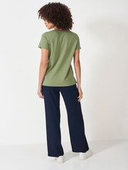Crew Clothing Green Light 100% Cotton Perfect V-Neck Slub T-Shirt - Image 2 of 5