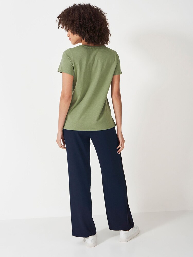 Crew Clothing Green Light 100% Cotton Perfect V-Neck Slub T-Shirt - Image 2 of 5