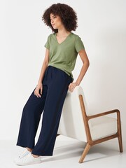 Crew Clothing Green Light 100% Cotton Perfect V-Neck Slub T-Shirt - Image 4 of 5