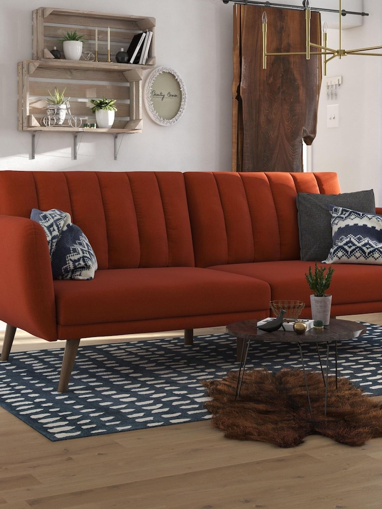 Novogratz Orange Brittany Linen Sofa Bed - Image 2 of 4