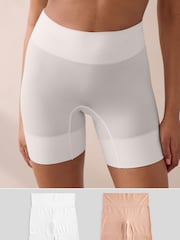 Nude/White Seamless Smoothing Anti-Chafe Shorts 2 Pack - Image 1 of 8