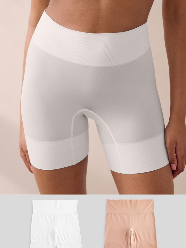 Nude/White Seamless Smoothing Anti-Chafe Shorts 2 Pack - Image 1 of 8