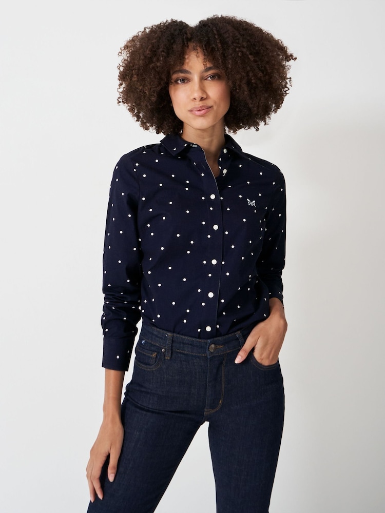 Crew Clothing Dark Blue Lulworth 100% Cotton Shirt - Image 1 of 4 Crew Clothing Dark Blue Lulworth 100% Cotton Shirt - Image 1 of 4