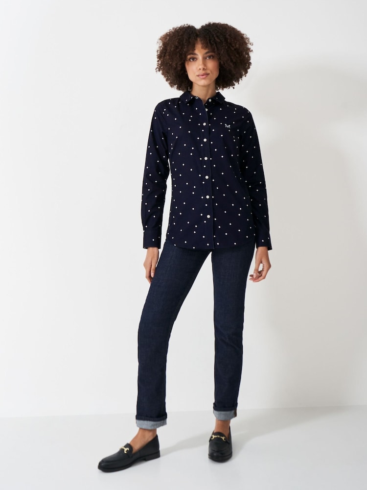 Crew Clothing Dark Blue Lulworth 100% Cotton Shirt - Image 2 of 4 Crew Clothing Dark Blue Lulworth 100% Cotton Shirt - Image 2 of 4